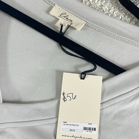 Elan Top Womens size Medium pull string V Neck Gray Stone pullover New - Picture 7 of 13